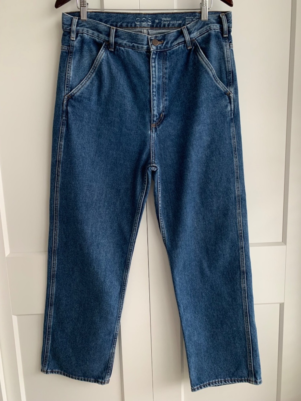 COS Workwear Jeans Low Rise Relaxed Carpenter Cuffed Blue Denim 30